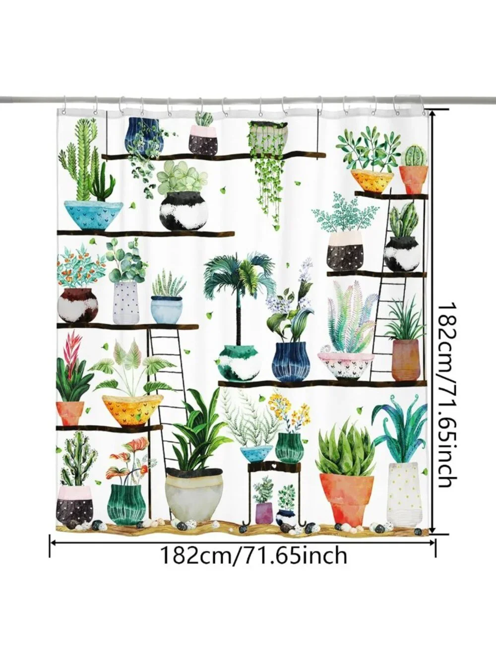 Bohemian Floral Print Shower Curtain, 72x72 Inch Bathroom Decor with Hooks